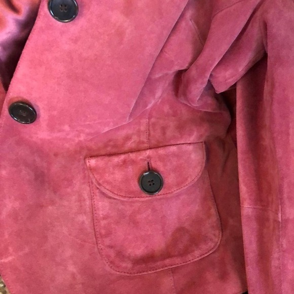 Ann Taylor Suede Leather Coat Jacket Blazer Women's Pink Size 10P Minimalist - Picture 5 of 8